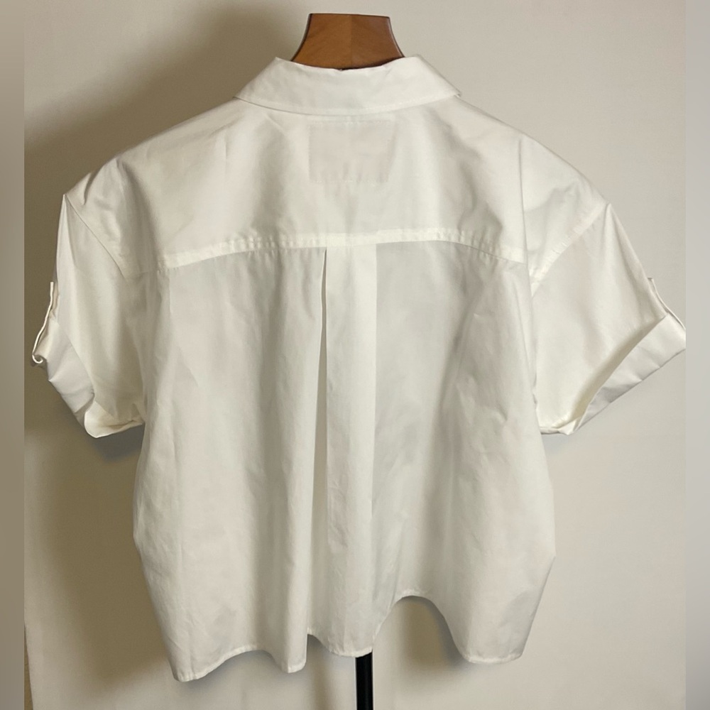 KARL LAGERFELD PARIS Petite Cotton Embroidered Short-Sleeve Shirt Size XL - Picture 4 of 8